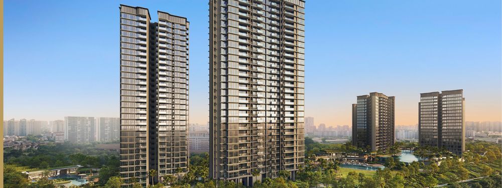 The six towers, two of thirty storeys and four of twenty-one at Thomson Reserve, artist’s impression