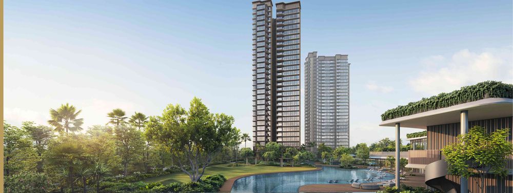 The signature thirty storey tower above the Infinity Lap Pool at Thomson Reserve, artist’s impression